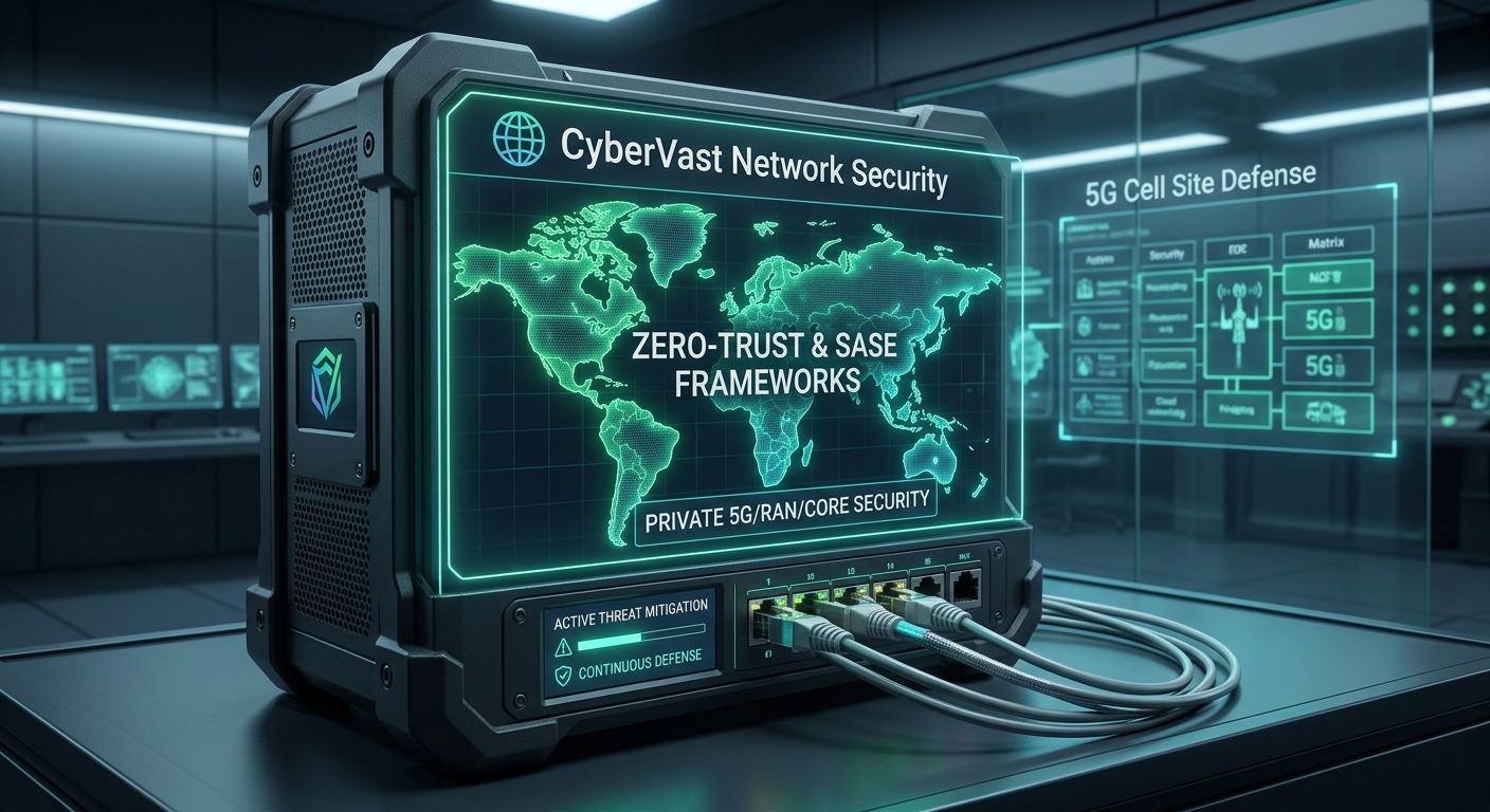 Ruggedised network security appliance running zero-trust and SASE frameworks with 5G cell site defense
